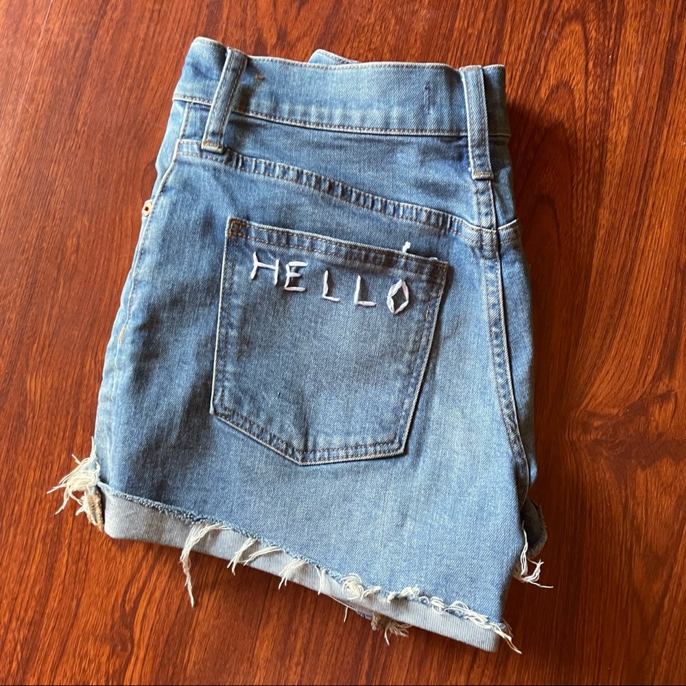 Madewell High Rise Button Fly Blue Denim Jean Shorts Size 24